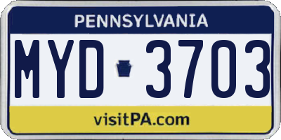 PA license plate MYD3703