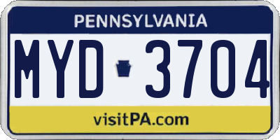 PA license plate MYD3704