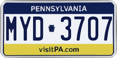 PA license plate MYD3707