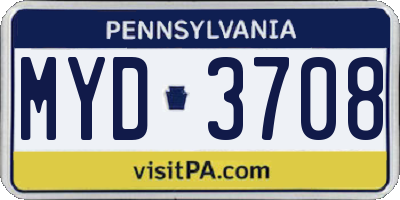 PA license plate MYD3708