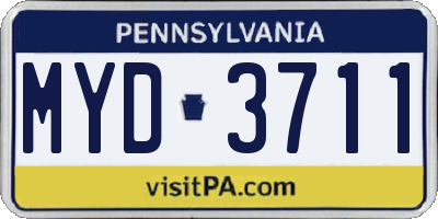 PA license plate MYD3711