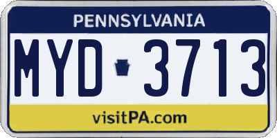 PA license plate MYD3713