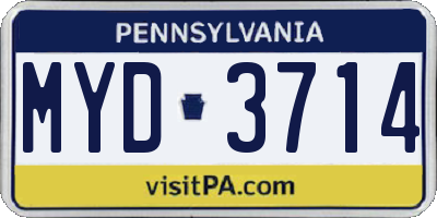 PA license plate MYD3714