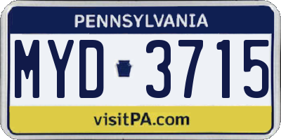 PA license plate MYD3715