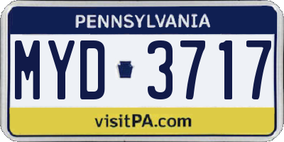 PA license plate MYD3717