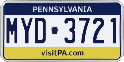 PA license plate MYD3721