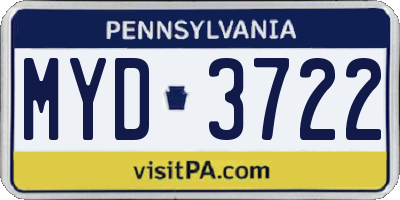 PA license plate MYD3722