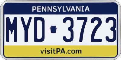 PA license plate MYD3723