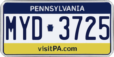 PA license plate MYD3725
