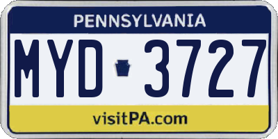 PA license plate MYD3727