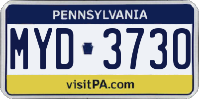 PA license plate MYD3730
