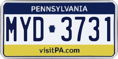 PA license plate MYD3731