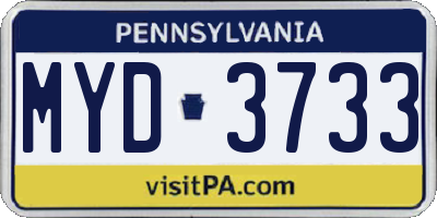 PA license plate MYD3733