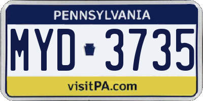 PA license plate MYD3735