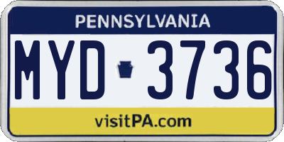 PA license plate MYD3736