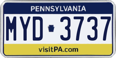 PA license plate MYD3737