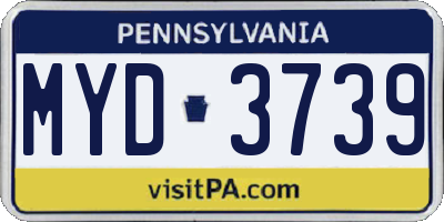 PA license plate MYD3739
