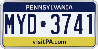 PA license plate MYD3741