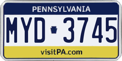 PA license plate MYD3745