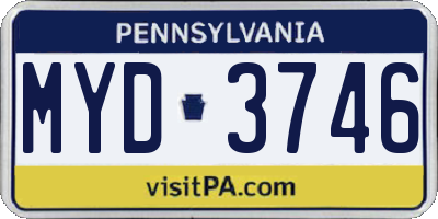PA license plate MYD3746
