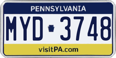 PA license plate MYD3748