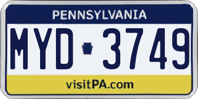 PA license plate MYD3749