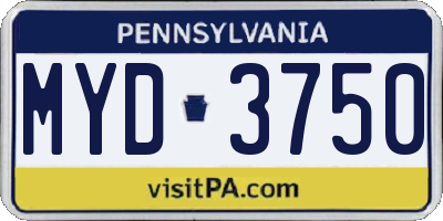 PA license plate MYD3750