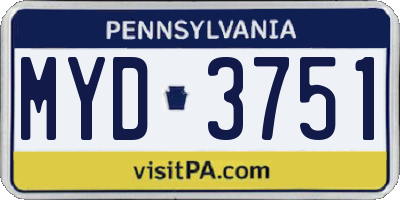 PA license plate MYD3751