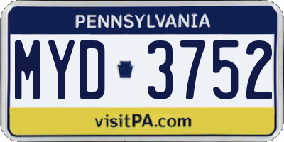 PA license plate MYD3752