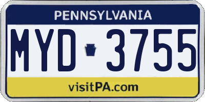PA license plate MYD3755