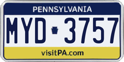 PA license plate MYD3757
