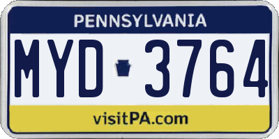 PA license plate MYD3764