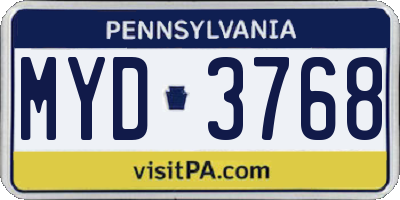 PA license plate MYD3768