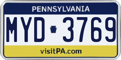 PA license plate MYD3769
