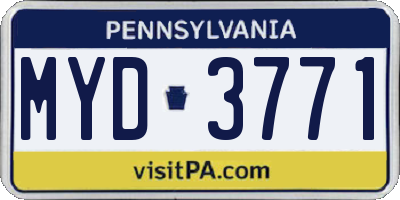 PA license plate MYD3771