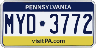 PA license plate MYD3772
