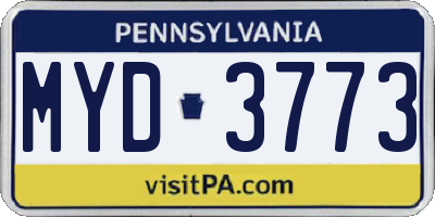 PA license plate MYD3773