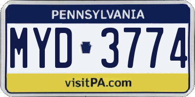 PA license plate MYD3774