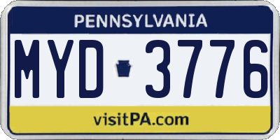 PA license plate MYD3776