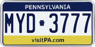 PA license plate MYD3777