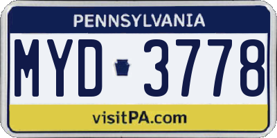 PA license plate MYD3778