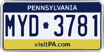 PA license plate MYD3781