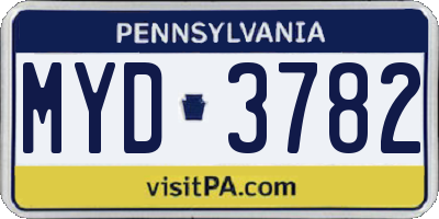 PA license plate MYD3782