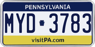 PA license plate MYD3783