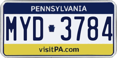 PA license plate MYD3784