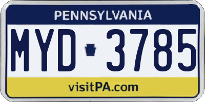 PA license plate MYD3785