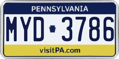PA license plate MYD3786
