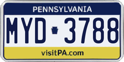 PA license plate MYD3788
