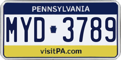 PA license plate MYD3789