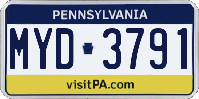 PA license plate MYD3791